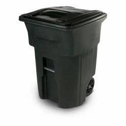 Toter Trash Cans 96-Gallon Greenstone Plastic Wheeled Trash Can with Lid