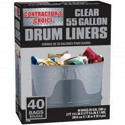 Contractor's Choice Trash Bags Contractor 40-Pack 55-Gallon Clear Outdoor Plastic Construction Trash Bag
