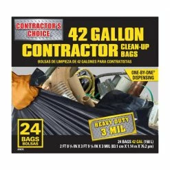Contractor's Choice Trash Bags Contractor 24-Pack 42-Gallon Black Outdoor Plastic Construction Trash Bag