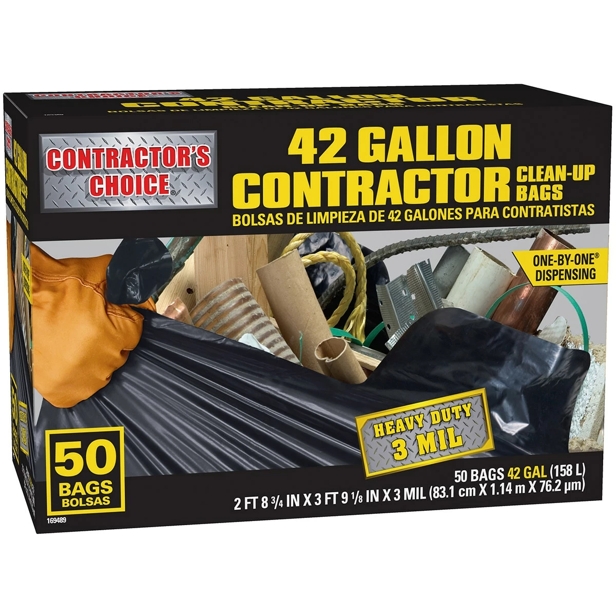 Contractor's Choice Trash Bags Contractor 50-Pack 42-Gallon Black Outdoor Plastic Construction Trash Bag 2 Contractor's Choice Trash Bags Contractor 50-Pack 42-Gallon Black Outdoor Plastic Construction Trash Bag