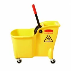 Rubbermaid Commercial Products Mop Wringer Buckets Tandem 31-Quart Commercial Mop Wringer Bucket with Wheels