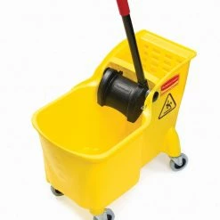 Rubbermaid Commercial Products Mop Wringer Buckets Tandem 31-Quart Commercial Mop Wringer Bucket with Wheels -Swiffer Online Trade 05372510
