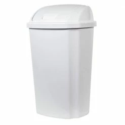Hefty Trash Cans 13.5-Gallon White Plastic Trash Can with Lid 11 Hefty Trash Cans 13.5-Gallon White Plastic Trash Can with Lid -Swiffer Online Trade 09464494