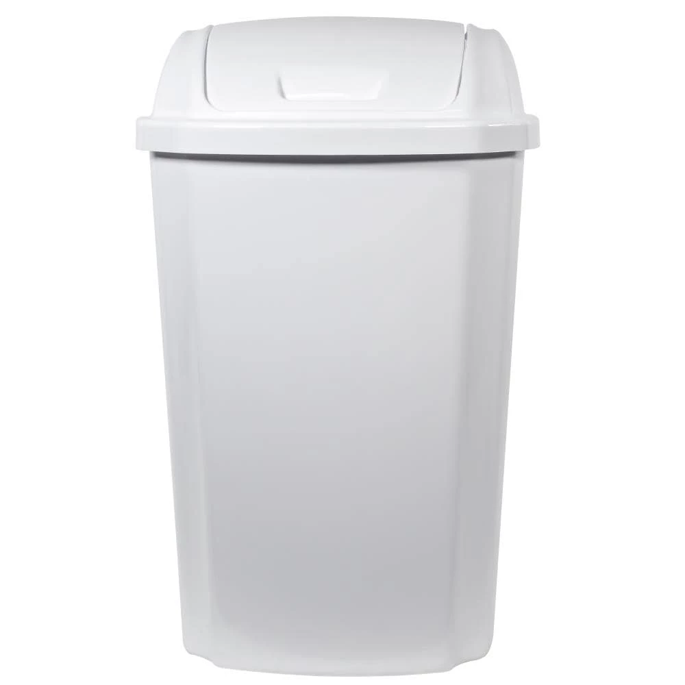 Hefty Trash Cans 13.5-Gallon White Plastic Trash Can with Lid 3 Hefty Trash Cans 13.5-Gallon White Plastic Trash Can with Lid