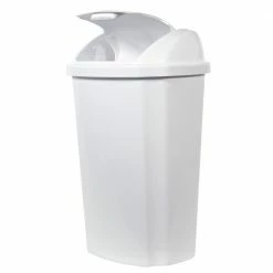 Hefty Trash Cans 13.5-Gallon White Plastic Trash Can with Lid 9 Hefty Trash Cans 13.5-Gallon White Plastic Trash Can with Lid -Swiffer Online Trade 09464497