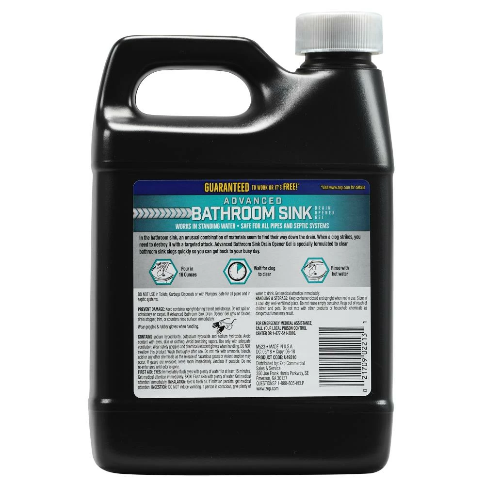 Zep Drain Cleaners Advanced Bathroom Sink Drain Opener Gel 32-oz Drain Cleaner 4 Zep Drain Cleaners Advanced Bathroom Sink Drain Opener Gel 32-oz Drain Cleaner - Image 2