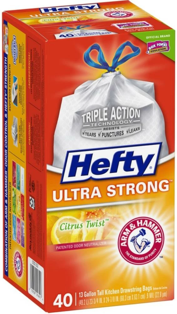 Hefty Trash Bags Hefty Ultra Strong Drawstring Tall Kitchen 40-Pack 13-Gallon Clean Citrus White Plastic Kitchen Trash Bag 4 Hefty Trash Bags Hefty Ultra Strong Drawstring Tall Kitchen 40-Pack 13-Gallon Clean Citrus White Plastic Kitchen Trash Bag - Image 2