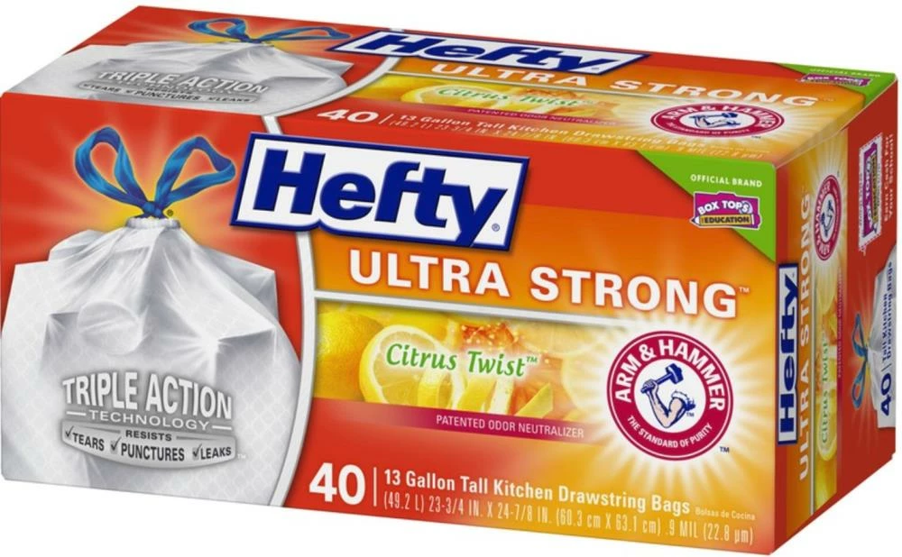 Hefty Trash Bags Hefty Ultra Strong Drawstring Tall Kitchen 40-Pack 13-Gallon Clean Citrus White Plastic Kitchen Trash Bag 5 Hefty Trash Bags Hefty Ultra Strong Drawstring Tall Kitchen 40-Pack 13-Gallon Clean Citrus White Plastic Kitchen Trash Bag - Image 3