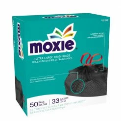 MOXIE Trash Bags 50-Pack 33-Gallon Black Outdoor Plastic Wastebasket Trash Bag