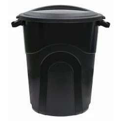 Blue Hawk Trash Cans 20-Gallon Black Plastic Trash Can with Lid