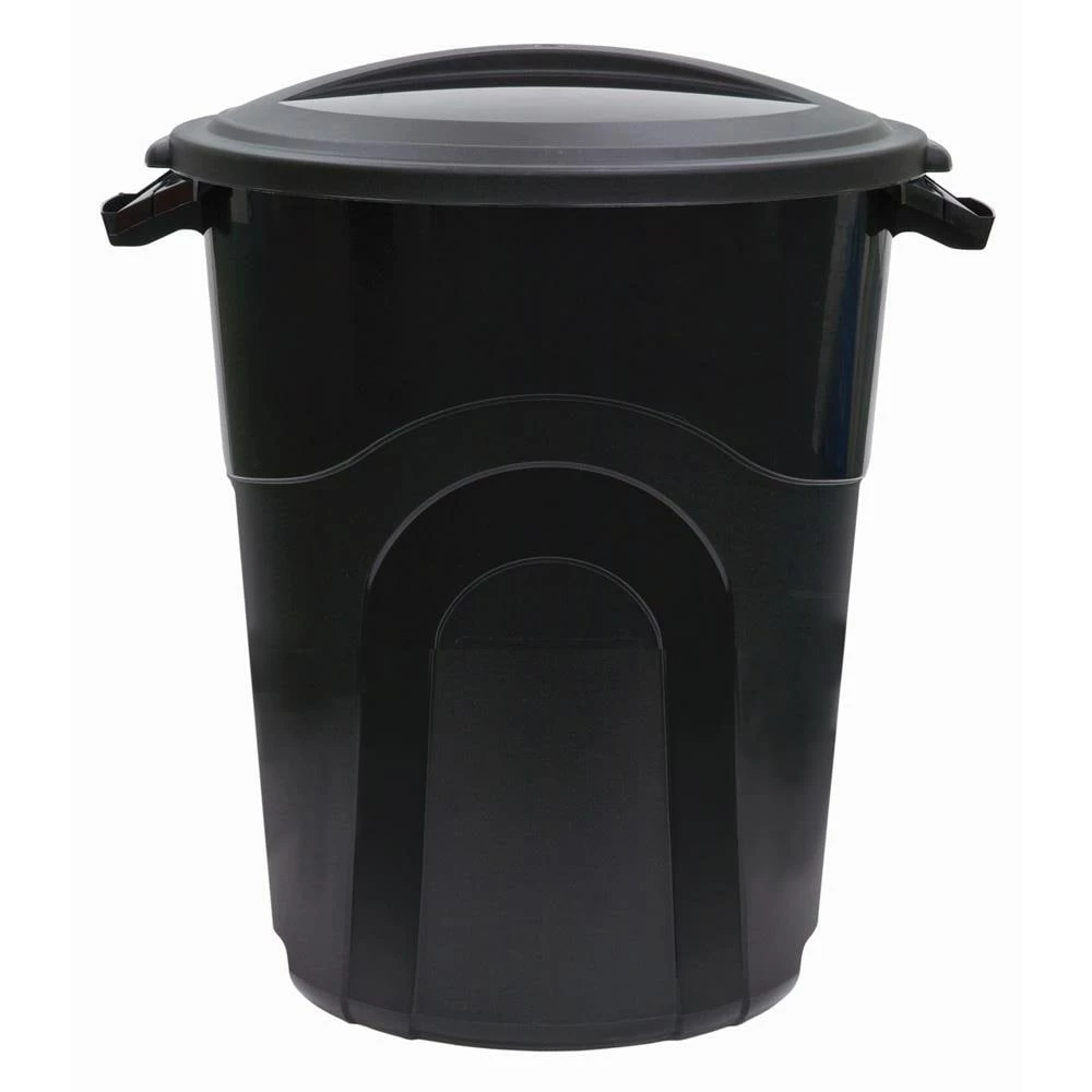 Blue Hawk Trash Cans 20-Gallon Black Plastic Trash Can with Lid 3 Blue Hawk Trash Cans 20-Gallon Black Plastic Trash Can with Lid