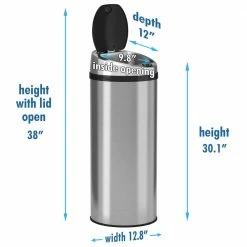 iTouchless Trash Cans 13-Gallon Stainless Steel Metal Touchless Trash Can with Lid 9 iTouchless Trash Cans 13-Gallon Stainless Steel Metal Touchless Trash Can with Lid -Swiffer Online Trade 11036938