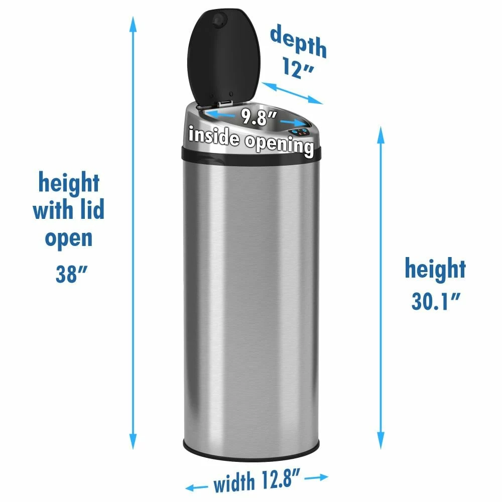iTouchless Trash Cans 13-Gallon Stainless Steel Metal Touchless Trash Can with Lid 6 iTouchless Trash Cans 13-Gallon Stainless Steel Metal Touchless Trash Can with Lid - Image 4