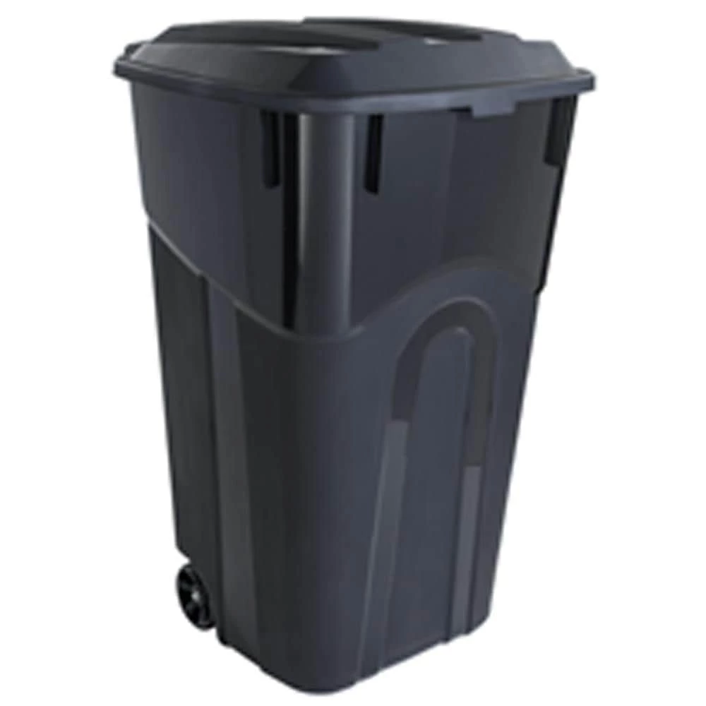 Blue Hawk Trash Cans 32-Gallon Black Plastic Wheeled Trash Can with Lid 3 Blue Hawk Trash Cans 32-Gallon Black Plastic Wheeled Trash Can with Lid