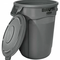 Rubbermaid Commercial Products Trash Cans Brute 44-Gallon Gray Plastic Trash Can with Lid