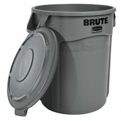 Rubbermaid Commercial Products Trash Cans Brute 20-Gallon Gray Plastic Trash Can with Lid