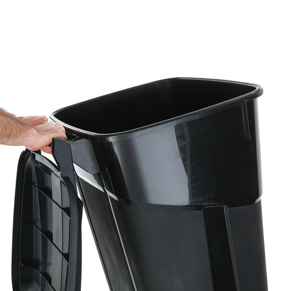 Blue Hawk Trash Cans 32-Gallon Black Plastic Wheeled Trash Can with Lid 6 Blue Hawk Trash Cans 32-Gallon Black Plastic Wheeled Trash Can with Lid - Image 4