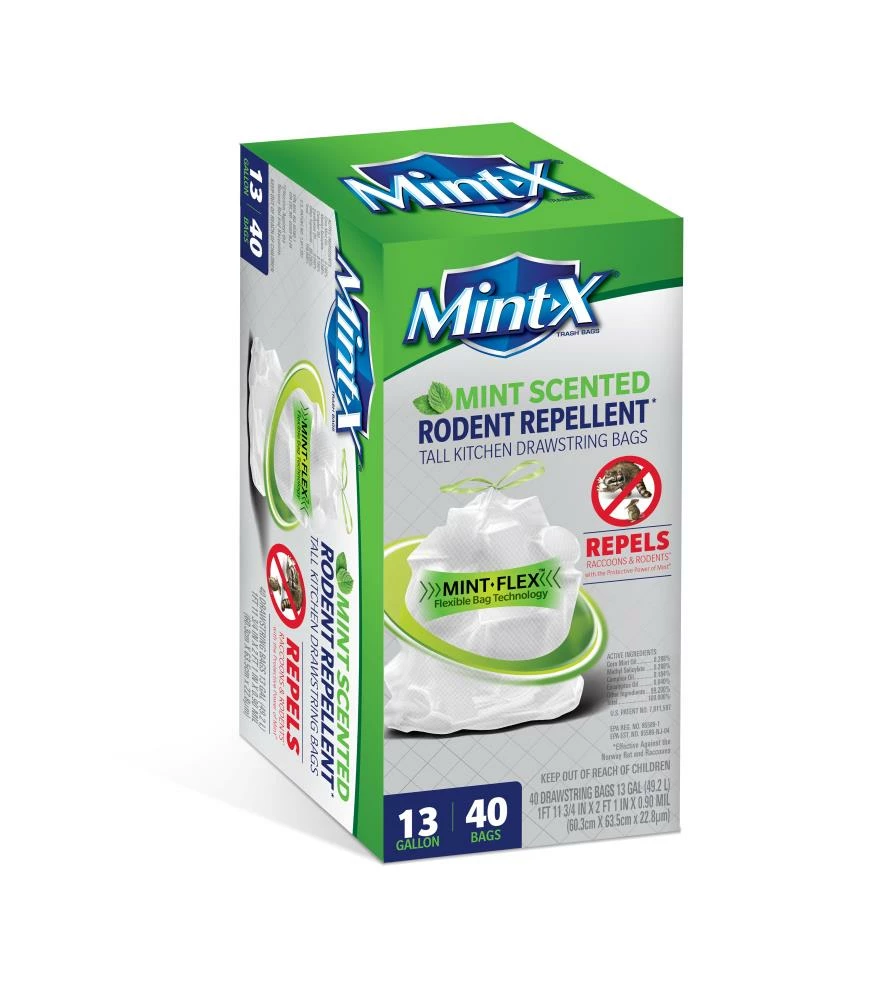 Mint-X Trash Bags 40-Pack 13-Gallon Mint White Plastic Kitchen Trash Bag 3 Mint-X Trash Bags 40-Pack 13-Gallon Mint White Plastic Kitchen Trash Bag