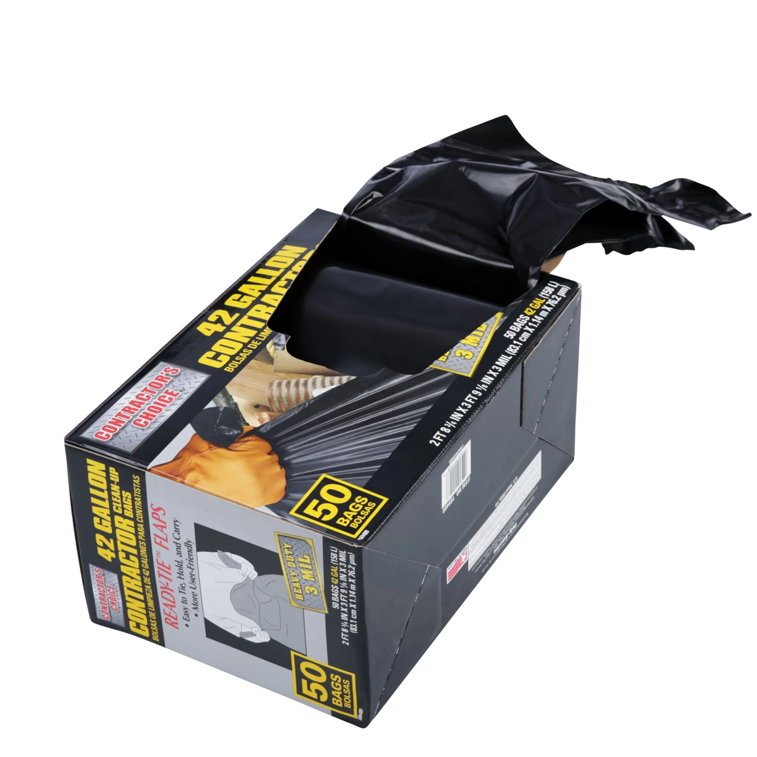 Contractor's Choice Trash Bags Contractor 50-Pack 42-Gallon Black Outdoor Plastic Construction Trash Bag 3 Contractor's Choice Trash Bags Contractor 50-Pack 42-Gallon Black Outdoor Plastic Construction Trash Bag - Image 2