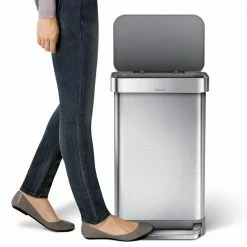 simplehuman Trash Cans 12-Gallon Brushed Stainless Steel Touchless Trash Can with Lid -Swiffer Online Trade 40469449