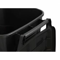 Project Source Trash Cans 45-Gallon Black Plastic Wheeled Trash Can with Lid -Swiffer Online Trade 42131144