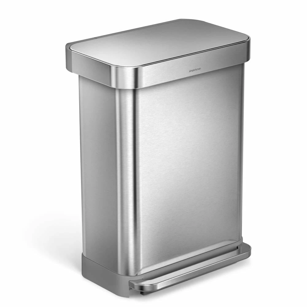simplehuman Trash Cans simplehuman 55 Liter Rectangular Hands-Free Kitchen Step Trash Can with Soft-Close Lid, Brushed Stainless Steel 4 simplehuman Trash Cans simplehuman 55 Liter Rectangular Hands-Free Kitchen Step Trash Can with Soft-Close Lid, Brushed Stainless Steel - Image 2