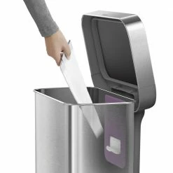 simplehuman Trash Cans simplehuman 55 Liter Rectangular Hands-Free Kitchen Step Trash Can with Soft-Close Lid, Brushed Stainless Steel 17 simplehuman Trash Cans simplehuman 55 Liter Rectangular Hands-Free Kitchen Step Trash Can with Soft-Close Lid, Brushed Stainless Steel -Swiffer Online Trade 43583687
