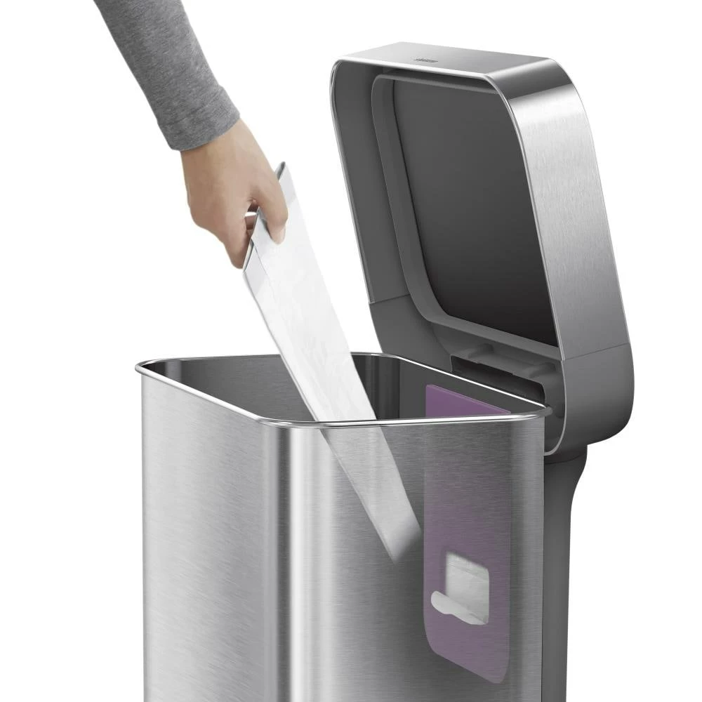simplehuman Trash Cans simplehuman 55 Liter Rectangular Hands-Free Kitchen Step Trash Can with Soft-Close Lid, Brushed Stainless Steel 9 simplehuman Trash Cans simplehuman 55 Liter Rectangular Hands-Free Kitchen Step Trash Can with Soft-Close Lid, Brushed Stainless Steel - Image 7