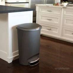 simplehuman Trash Cans simplehuman 50 Liter Semi-Round Kitchen Step Can, Grey Plastic -Swiffer Online Trade 44201798 scaled