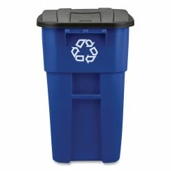 Rubbermaid Commercial Products Recycling Bins 50-Gallon Blue Commercial Outdoor Recycling Bin -Swiffer Online Trade 44202902