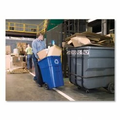 Rubbermaid Commercial Products Recycling Bins 50-Gallon Blue Commercial Outdoor Recycling Bin -Swiffer Online Trade 44202905