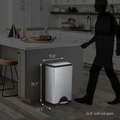 simplehuman Trash Cans 38-Liter Brushed Stainless Steel Steel Trash Can with Lid -Swiffer Online Trade 44258106 scaled