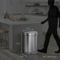 simplehuman Trash Cans 60-Liter Brushed Stainless Steel Steel Trash Can with Lid -Swiffer Online Trade 44304724 scaled