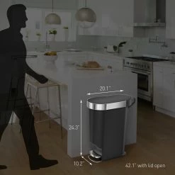 simplehuman Trash Cans 40-Liter Grey Plastic Steel Trash Can with Lid -Swiffer Online Trade 44307392 scaled